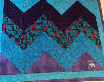 Turquoise and Purple Quilted Wall Hanging