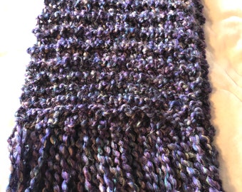 Lavender Fields Purple Crocheted Scarf With Fringe by - Etsy