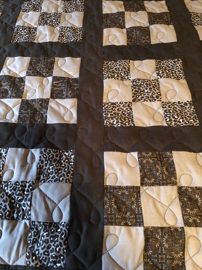 Black & Gray Handmade Patchwork Quilt - Etsy