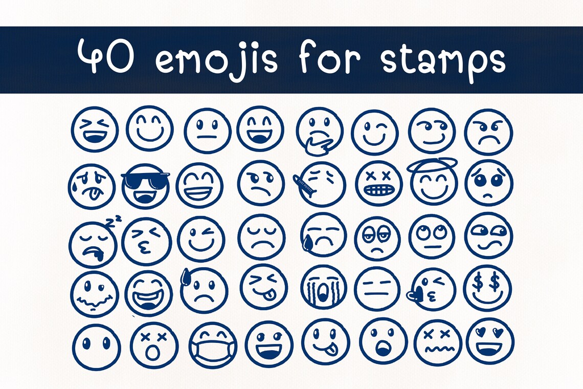 Emoji Stamps Brushes for Procreate, Emotion Digital Brush Pack