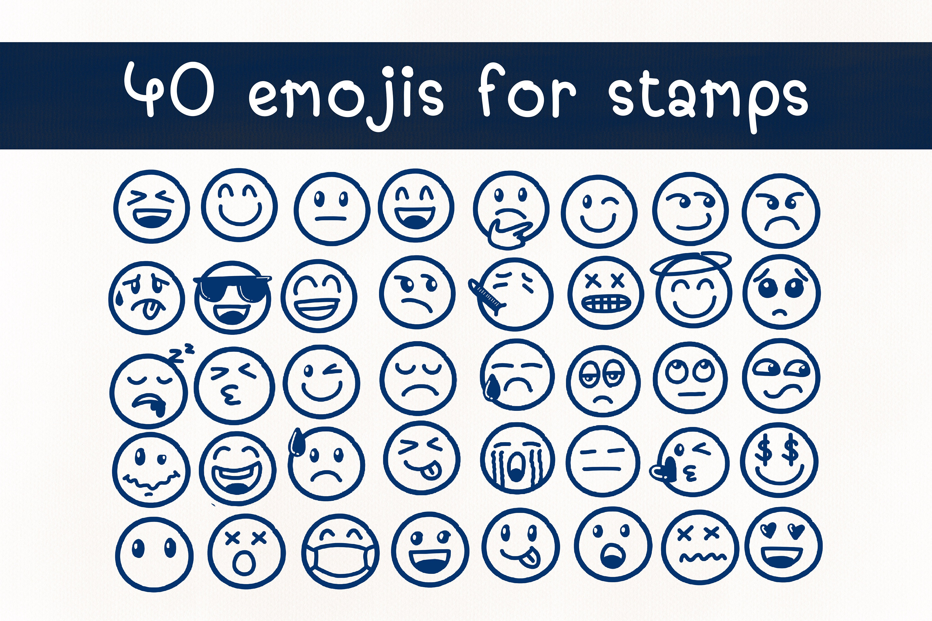Emoji Stamps Brushes for Procreate, Emotion Digital Brush Pack