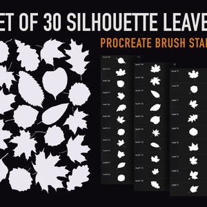 Silhouette Leaves Stamps Brushes for Procreate, Digital brush pack, Procreate stamps brushes, Procreate brushes, Brush stamps