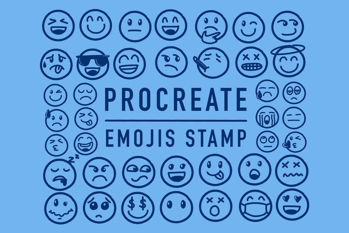 Emoji Stamps Brushes for Procreate, Emotion Digital Brush Pack