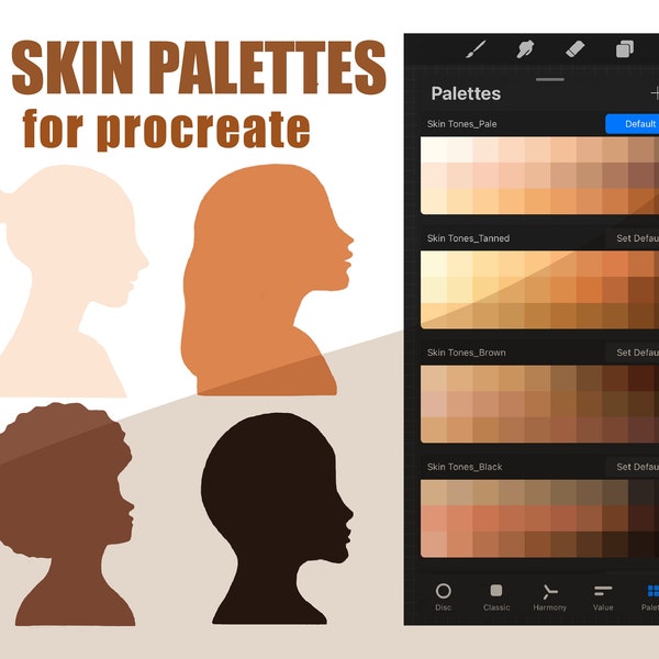 4 Skin Tones Palettes Color for Procreate | Instant Download | Procreate Color Palettes for ipad | Digital Color Palettes Swatches