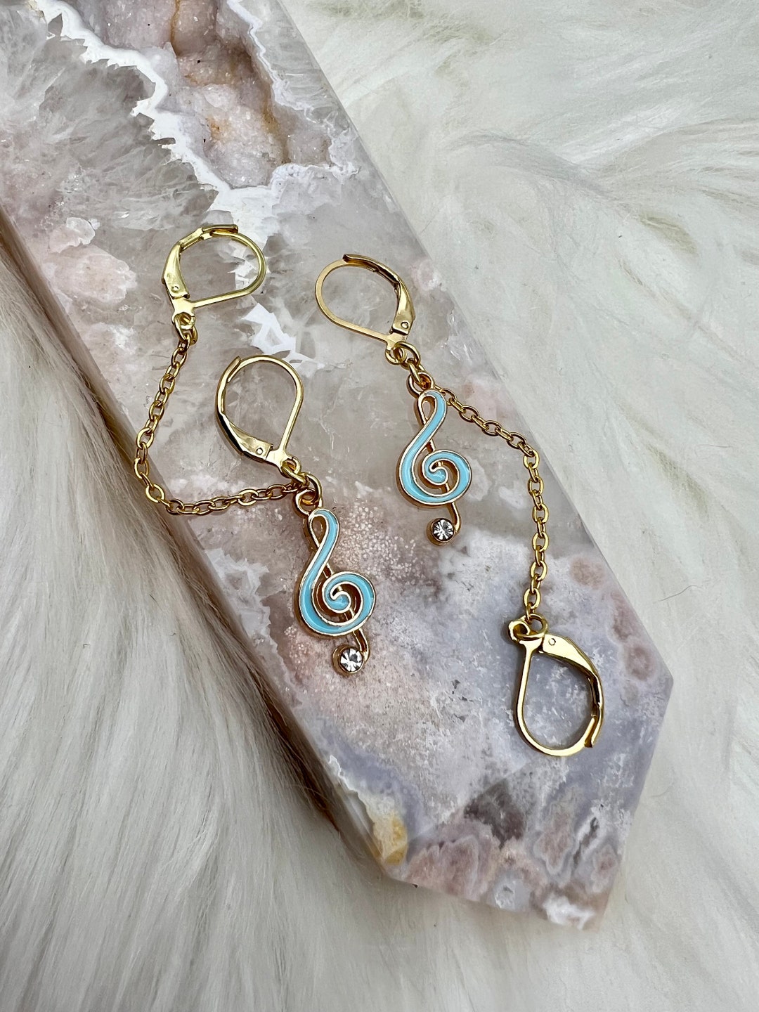 Music Note Loop Earplug Holder Earrings Dangle Earring Etsy