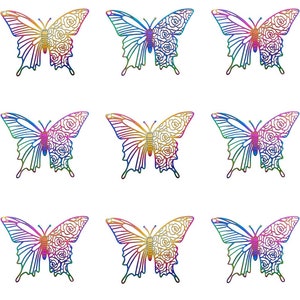 Holographic Butterfly Loop Earplug Holder Earrings dangle earring, stainless steel, hypoallergenic, neurodivergent, concert, rainbow, rave image 6