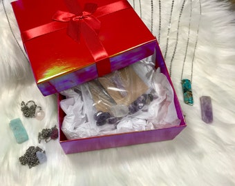 Necklace w/ Gift Box - Ready to Gift - Pick Color/Personality Trait for Random Gem Necklace - Birthday - Stainless Steel Won’t Tarnish