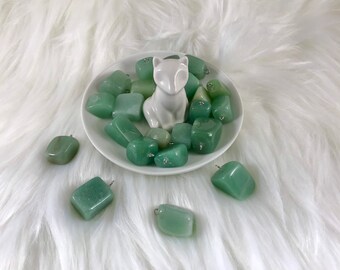 Green Aventurine Pendant Necklace - Stone of Prosperity - Heart Chakra - Luck - Tranquility- Protection - Jewelry Gift
