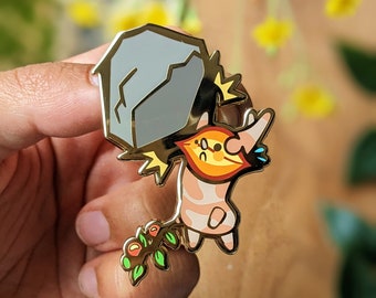 Korok with Rock Enamel Pin - Zelda Tears of the Kingdom and Breath of the Wild inspired