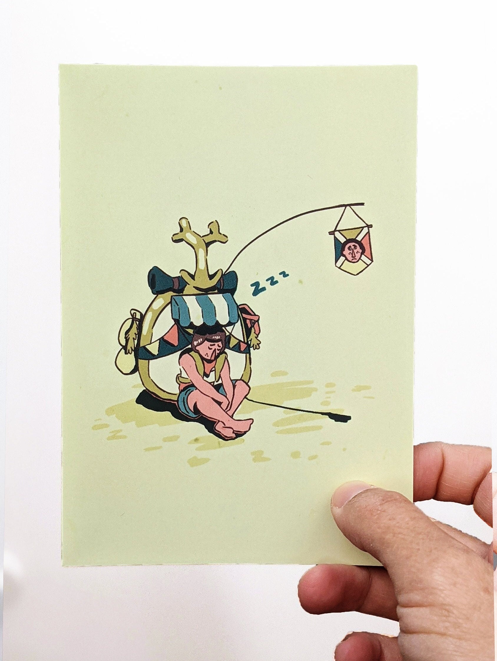 Sleepy Beedle Mini Print - Zelda Breath Of The Wild Inspiré Format Carte Postale A6 Art Mural