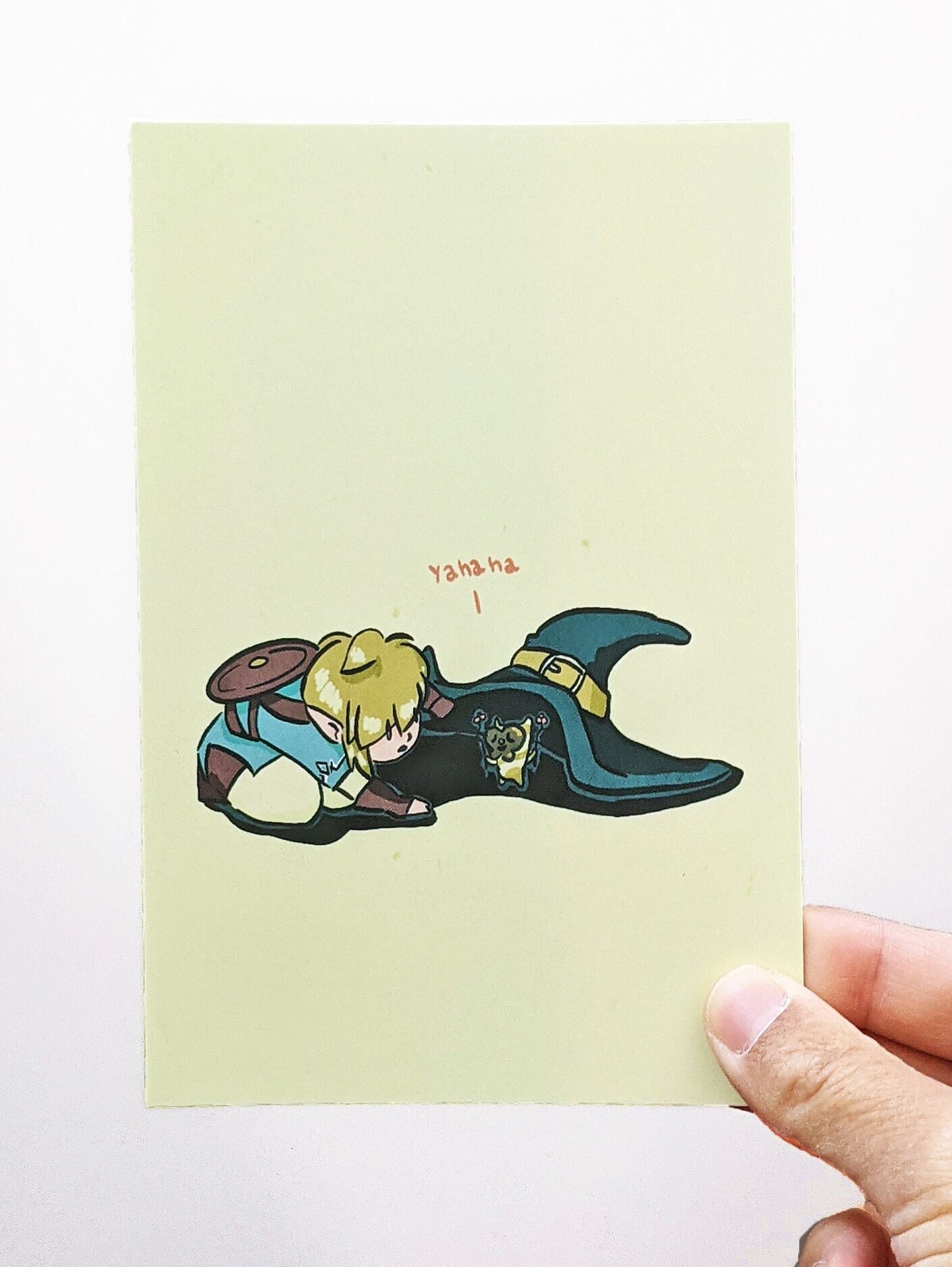 Link A Trouvé Un Mini Tirage Korok - Zelda Breath Of The Wild Inspiré Format Carte Postale A6 Art Mu