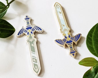 Master Sword enamel pins (Gold and Silver metal plating) - Zelda inspired - Ocarina of Time - Breath of hte Wild - Wind Waker