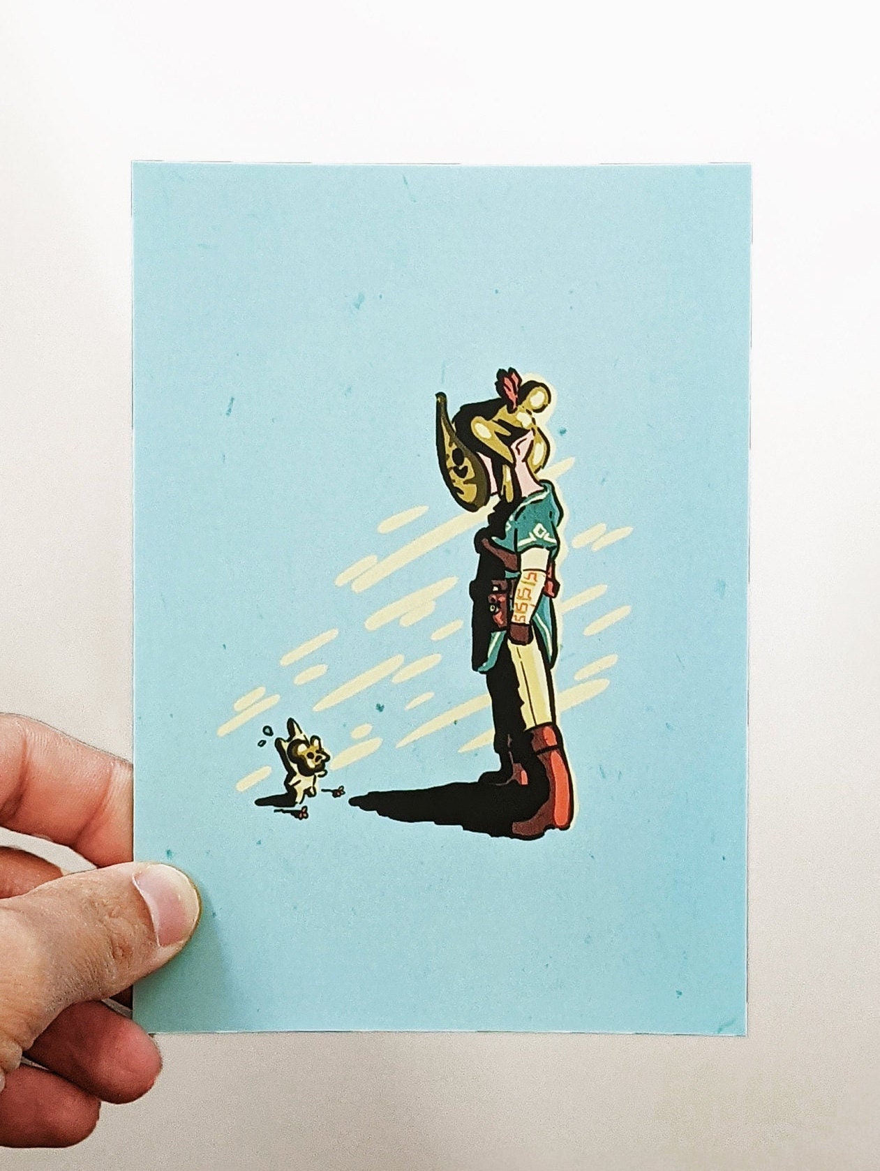 Lien avec Le Masque Korok Mini Impression - Zelda Breath Of The Wild Inspiré A6 Format Carte Postale