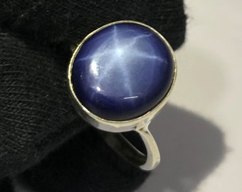 Top AAA Blue Star Sapphire Gemstone Ring 925 Solid Sterling Silver Ring Handmade Ring Jewelry Stone Size 10x14 mm Gift Memorial day Ring