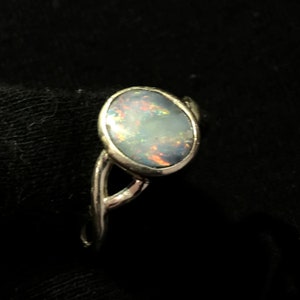 Natural Australian Doublet Opal Multi Fire Gemstone Ring 925 Solid Sterling Silver Ring Opal Stone Size 10x9 mm Gift Diwali Sale Ring