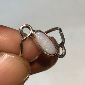Natural Australian Opal Multi Fire Gemstone Ring 925 Solid Sterling Silver Ring Nice AAA Opal Stone Size 9x4 mm Gift Wedding,Promise Ring