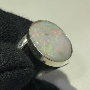 Natural Australian Opal Multi Fire Gemstone Ring 925 Solid Sterling Silver Ring AAA Quality Opal Stone Size 14x17 mm Gift Diwali Sale Ring