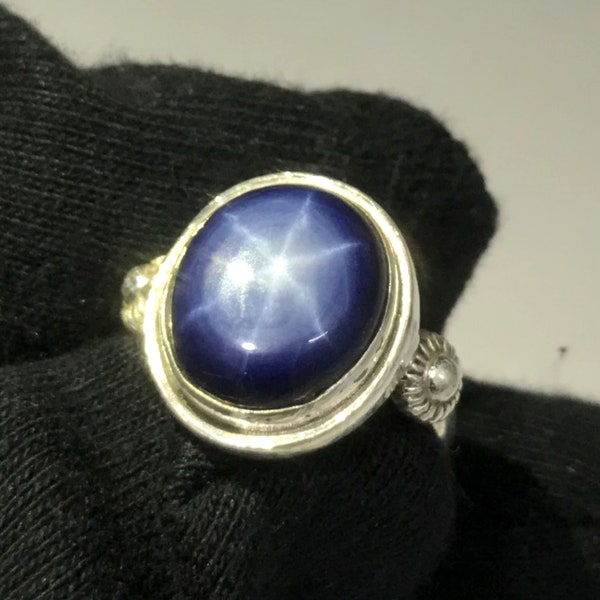 Wonderful Blue Star Sapphire Gemstone Ring 925 Solid Sterling Silver Ring Handmade Ring Jewelry Stone Size 10x14 mm Gift Memorial day Ring