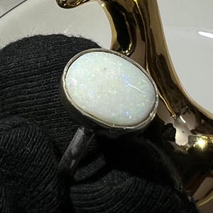 Natural Australian Opal Gemstone Ring 925 Solid Sterling Silver Ring Fire Opal Stone Size 14x11 mm Birthday Ring Gift St Patrick day Ring