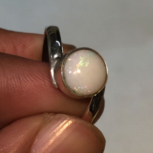 Amazing Natural Australian Opal Multi Fire Gemstone Ring 925 Solid Sterling Silver Ring Opal Stone Size 8x8 mm Gift Valentine day Ring