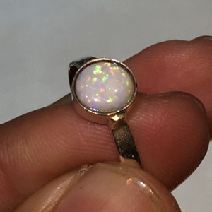 Nice AAA Natural Australian Opal Multi Fire Gemstone Ring 925 Solid Sterling Silver Ring Opal Stone Size 7x7 mm Gift Valentine day Ring