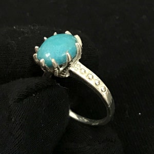 Arizona Turquoise Ring: 925 Sterling Silver, Round Stone (11x11 mm)