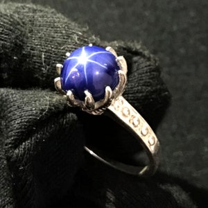 Beautiful Blue Star Sapphire Gemstone Ring 925 Solid Sterling Silver Ring Handmade Ring Jewelry Stone Size 11x11 mm Gift Christmas Sale Ring