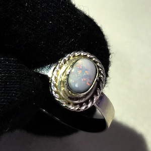 Natural Australian Doublet Opal Multi Fire Gemstone Ring 925 Solid Sterling Silver Ring Opal Stone Size 6x4 mm Gift New Year Ring Jewelry