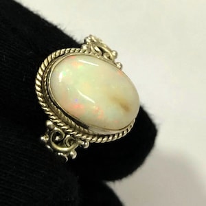 Natural Australian Opal Multi Fire Gemstone Ring 925 Solid Sterling Silver Ring Amazing Opal Stone Size 9x13 mm Gift Wedding,Promise Ring