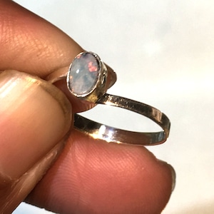 Natural Australian Doublet Opal Red Fire Gemstone Ring 925 Solid Sterling Silver Ring Opal Stone Size 6x4 mm Gift Valentine day Ring