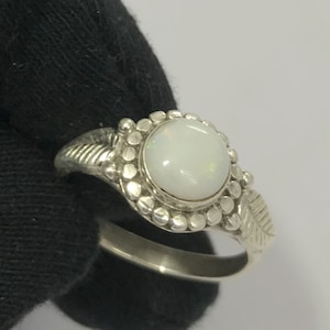 Natural Australian Opal White Fire Gemstone Ring 925 Solid Sterling Silver Ring Amazing Opal Stone Size 7x7 mm Wedding Gift Ring Jewelry