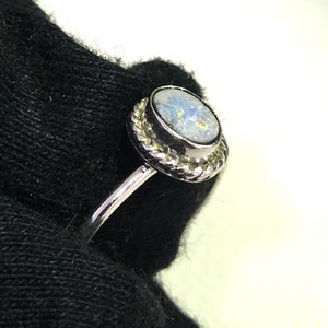 Natural Australian Doublet Opal Multi Fire Gemstone Ring 925 Solid Sterling Silver Ring Opal Stone Size 6x4 mm Gift Christmas Ring Jewelry