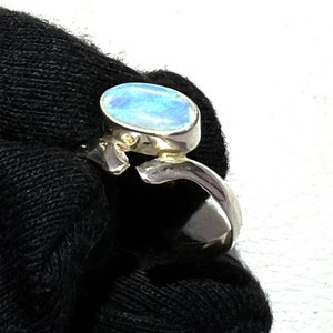 Natural Australian Opal Green Fire Gemstone Ring 925 Solid Sterling Silver Ring Top AAA Opal Stone Size 9x5 mm Gift independence day Ring