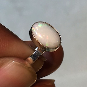 Natural Australian Opal Multi Fire Gemstone Ring 925 Solid Sterling Silver Ring Opal Stone Size 11x7 mm Gift Birthday Ring,Wedding Ring