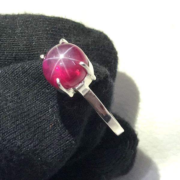 Top Quality Red Star Ruby Gemstone Ring 925 Solid Sterling Silver Ring Handmade Red Ruby Stone Size 9x9mm Birthday Gift Mother day Sale Ring