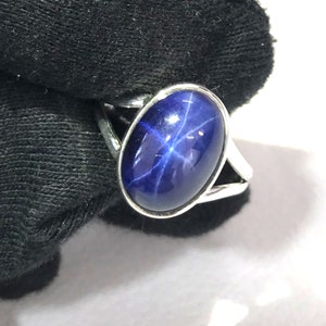 Amazing Blue Star Sapphire Gemstone Ring 925 Solid Sterling Silver Ring Handmade Ring Jewelry Stone Size 10x14 mm Gift Labor day Sale Ring