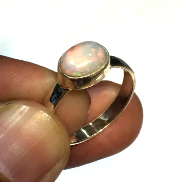 Beautiful Natural Australian Opal Red Fire Gemstone Ring 925 Solid Sterling Silver Ring Opal Stone Size 9x7 mm Gift Columbus day Sale Ring