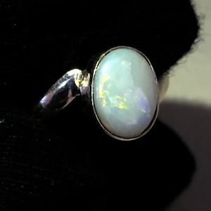 Natural Australian Opal Gemstone Ring 925 Solid Sterling Silver Ring AAA Opal Stone Size 9x7 mm Birthday Ring Gift Columbus day Sale Ring