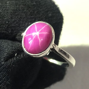 Beautiful Pink Star Sapphire Stone Ring 925 Solid Sterling Silver Ring Handmade Stone Size 11x9mm Wedding Ring Gift Mother day Sale Ring