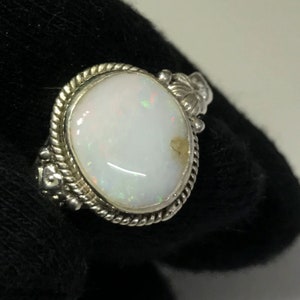 Natural Australian Opal Multi Fire Gemstone Ring 925 Solid Sterling Silver Ring Opal Stone Size 9x11 mm Gift Birthday Ring Diwali Sale Ring