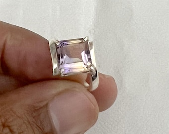 Ametrin ädelstensring: Handgjord 925 sterlingsilver, 10 x 9 mm