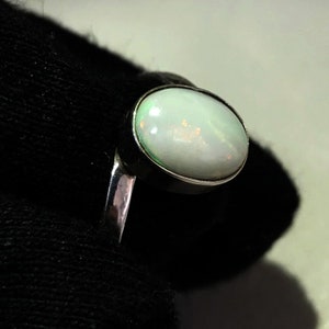 Natural Australian Opal Fire Opal Gemstone Ring 925 Solid Sterling Silver Ring Nice Top Opal Stone Size 9x7 mm Gift Birthday Ring Jewelry