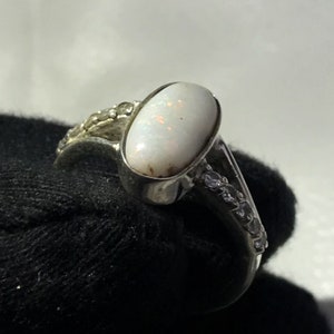 Australian Opal Ring: 925 Sterling Silver Multi Fire Gemstone (12x7 mm)