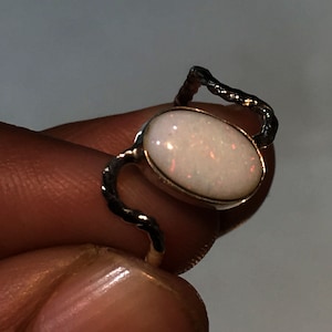 Natural Australian Opal Red Fire Gemstone Ring 925 Solid Sterling Silver Ring Nice Opal Stone Size 10x6 mm Gift Wedding,Promise Ring