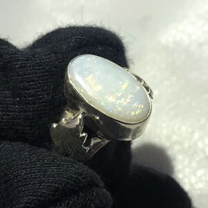 Australian Opal Ring: 925 Sterling Silver, Multi Fire Gemstone (13x7 mm)
