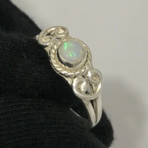 Natural Australian Opal Green Fire Gemstone Ring 925 Solid Sterling Silver Ring Handmade Wonderful Opal Stone Size 4x4 mm Gift Birthday Ring