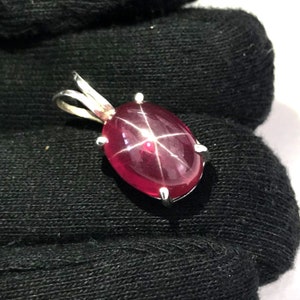 Red Star Ruby Gemstone Pendant 925 Solid Sterling Silver Pendant Handmade Beautiful Red Star Ruby Stone Size 12x10 mm Gift independence day