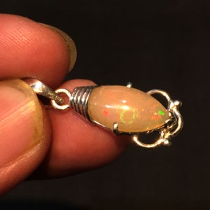 Handmade Ethiopian Opal Pendant: 925 Sterling Silver Marquise Jewelry