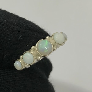 Australian Opal Ring: 925 Sterling Silver Gemstone Band