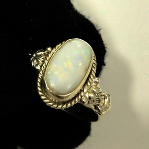 Rare AAA Natural Australian Opal Multi Fire Gemstone Ring 925 Solid Sterling Silver Ring Opal Stone Size 7x12 mm Gift Birthday,Wedding Ring